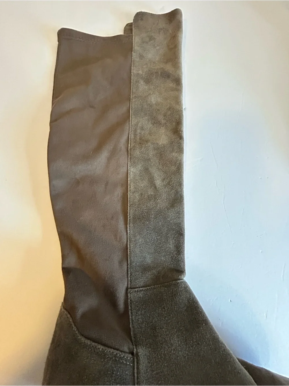 Lucky Brand Over-the-Knee Calypso Suede Boots in Tan with Brown stretch panel